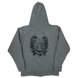 Redington Fly Fishing Old School Hoodie Hooded Sweatshirt Full Zip Gunmetal LARG